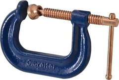 Gibraltar - Regular-Duty 2" Max Opening, 2" Throat Depth, Forged Steel Standard C-Clamp - 3,500 Lb Capacity, 0" Min Opening, Deep Throat, Copper Plated Screw - Benchmark Tooling