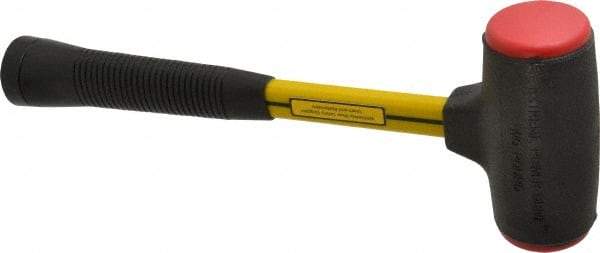 NUPLA - 32 oz Head 2" Face Diam Urethane Dead Blow Hammer - 13-11/16" OAL, Fiberglass Handle - Benchmark Tooling