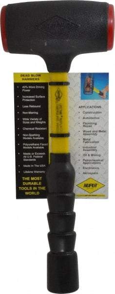 NUPLA - 48 oz Head 2-3/16" Face Diam Urethane Dead Blow Hammer - 14-5/16" OAL, Fiberglass Handle - Benchmark Tooling