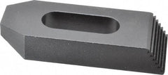 Gibraltar - 5/8" Stud, Steel, Serrated Strap Clamp - 1-3/16" Travel, 4" OAL x 1-1/2" Wide x 3/4" High, Black Oxide Finish, Tapered Nose - Benchmark Tooling