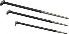 Value Collection - 3 Piece Rolling Head Pry Bar Set - 5/8" Head Width, Includes 12, 16 & 20" Lengths - Benchmark Tooling