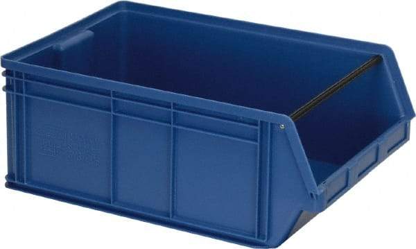 Quantum Storage - 140 Lb. Load Capacity, 29" Deep, Blue Polyethylene Hopper Stacking Bin - 11-7/8" High x 18-3/8" Wide x 29" Long - Benchmark Tooling