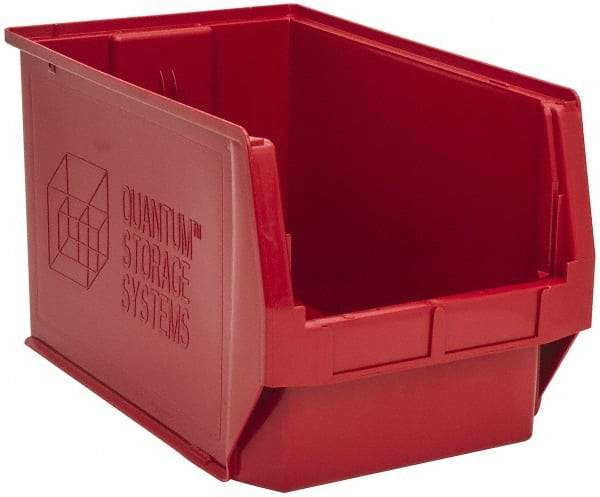 Quantum Storage - 100 Lb. Load Capacity, 19-3/4" Deep, Red Polyethylene Hopper Stacking Bin - 11-7/8" High x 12-3/8" Wide x 19-3/4" Long - Benchmark Tooling