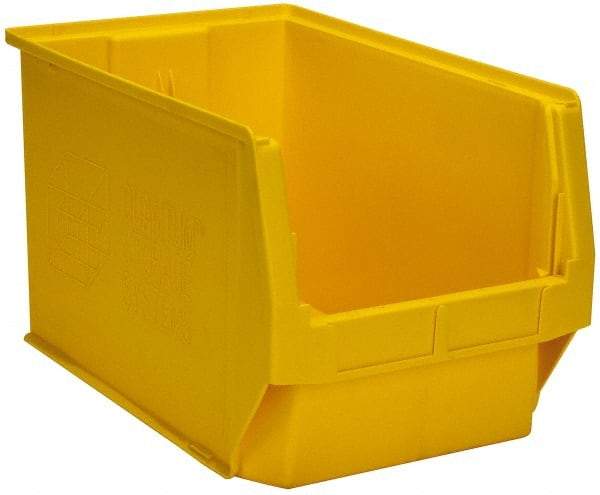 Quantum Storage - 100 Lb. Load Capacity, 19-3/4" Deep, Yellow Polyethylene Hopper Stacking Bin - 11-7/8" High x 12-3/8" Wide x 19-3/4" Long - Benchmark Tooling