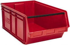 Quantum Storage - 140 Lb. Load Capacity, 29" Deep, Red Polyethylene Hopper Stacking Bin - 11-7/8" High x 18-3/8" Wide x 29" Long - Benchmark Tooling