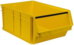 Quantum Storage - 140 Lb. Load Capacity, 29" Deep, Yellow Polyethylene Hopper Stacking Bin - 11-7/8" High x 18-3/8" Wide x 29" Long - Benchmark Tooling