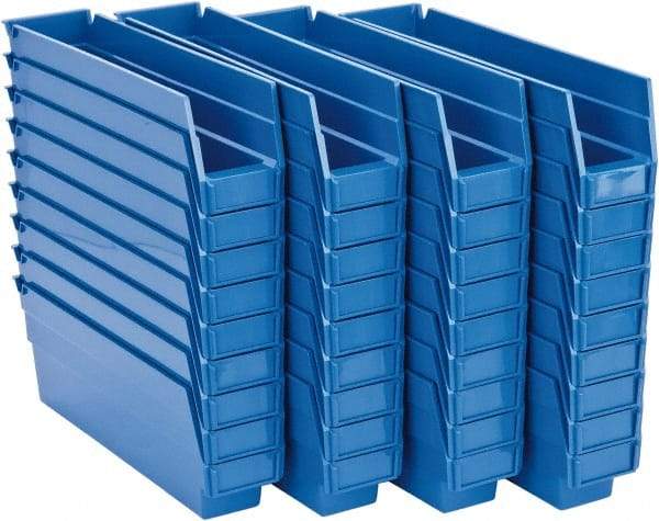 Quantum Storage - 50 Lb. Load Capacity, 11-5/8" Deep, Blue Polypropylene Hopper Shelf Bin - 4" High x 2-3/4" Wide x 11-5/8" Long - Benchmark Tooling