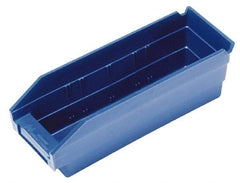 Quantum Storage - 50 Lb. Load Capacity, 17-7/8" Deep, Blue Polypropylene Hopper Shelf Bin - 4" High x 4-1/8" Wide x 17-7/8" Long - Benchmark Tooling