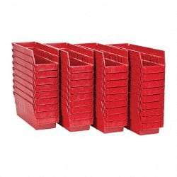 Quantum Storage - 50 Lb. Load Capacity, 11-5/8" Deep, Red Polypropylene Hopper Shelf Bin - 4" High x 4-1/8" Wide x 11-5/8" Long - Benchmark Tooling