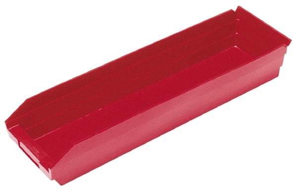 Quantum Storage - 50 Lb. Load Capacity, 17-7/8" Deep, Red Polypropylene Hopper Shelf Bin - 4" High x 6-5/8" Wide x 17-7/8" Long - Benchmark Tooling