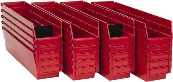 Quantum Storage - 50 Lb. Load Capacity, 17-7/8" Deep, Red Polypropylene Hopper Shelf Bin - 4" High x 4-1/8" Wide x 17-7/8" Long - Benchmark Tooling