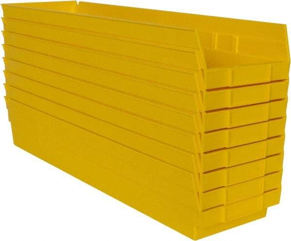 Quantum Storage - 50 Lb. Load Capacity, 23-5/8" Deep, Yellow Polypropylene Hopper Shelf Bin - 4" High x 6-5/8" Wide x 23-5/8" Long - Benchmark Tooling