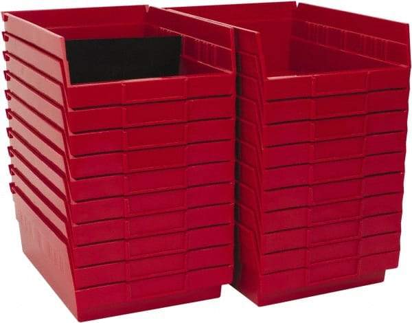 Quantum Storage - 50 Lb. Load Capacity, 11-5/8" Deep, Red Polypropylene Hopper Shelf Bin - 4" High x 8-3/8" Wide x 11-5/8" Long - Benchmark Tooling