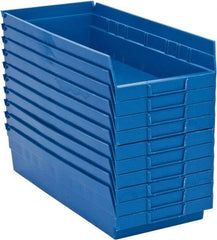 Quantum Storage - 50 Lb. Load Capacity, 17-7/8" Deep, Blue Polypropylene Hopper Shelf Bin - 4" High x 8-3/8" Wide x 17-7/8" Long - Benchmark Tooling