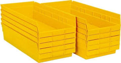 Quantum Storage - 50 Lb. Load Capacity, 17-7/8" Deep, Yellow Polypropylene Hopper Shelf Bin - 4" High x 8-3/8" Wide x 17-7/8" Long - Benchmark Tooling