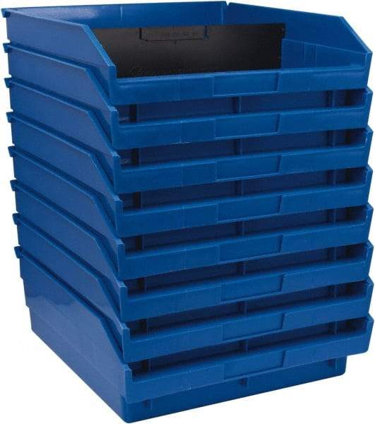 Quantum Storage - 50 Lb. Load Capacity, 11-5/8" Deep, Blue Polypropylene Hopper Shelf Bin - 4" High x 11-1/8" Wide x 11-5/8" Long - Benchmark Tooling