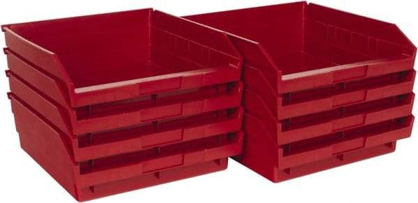 Quantum Storage - 50 Lb. Load Capacity, 11-5/8" Deep, Red Polypropylene Hopper Shelf Bin - 4" High x 11-1/8" Wide x 11-5/8" Long - Benchmark Tooling