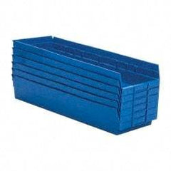 Quantum Storage - 50 Lb. Load Capacity, 23-5/8" Deep, Blue Polypropylene Hopper Shelf Bin - 4" High x 8-3/8" Wide x 23-5/8" Long - Benchmark Tooling