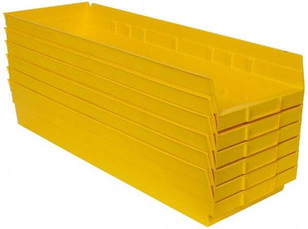 Quantum Storage - 50 Lb. Load Capacity, 23-5/8" Deep, Yellow Polypropylene Hopper Shelf Bin - 4" High x 8-3/8" Wide x 23-5/8" Long - Benchmark Tooling