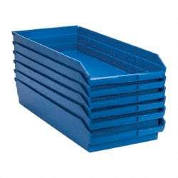 Quantum Storage - 50 Lb. Load Capacity, 23-5/8" Deep, Blue Polypropylene Hopper Shelf Bin - 4" High x 11-1/8" Wide x 23-5/8" Long - Benchmark Tooling