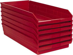 Quantum Storage - 50 Lb. Load Capacity, 23-5/8" Deep, Red Polypropylene Hopper Shelf Bin - 4" High x 11-1/8" Wide x 23-5/8" Long - Benchmark Tooling