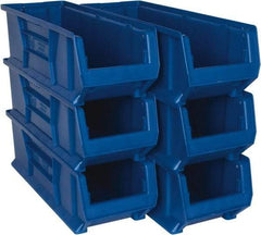 Quantum Storage - 100 Lb. Load Capacity, 23-7/8" Deep, Blue Polypropylene Hopper Stacking Bin - 7" High x 8-1/4" Wide x 23-7/8" Long - Benchmark Tooling