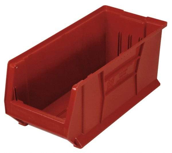 Quantum Storage - 100 Lb. Load Capacity, 23-7/8" Deep, Red Polypropylene Hopper Stacking Bin - 9" High x 8-1/4" Wide x 23-7/8" Long - Benchmark Tooling