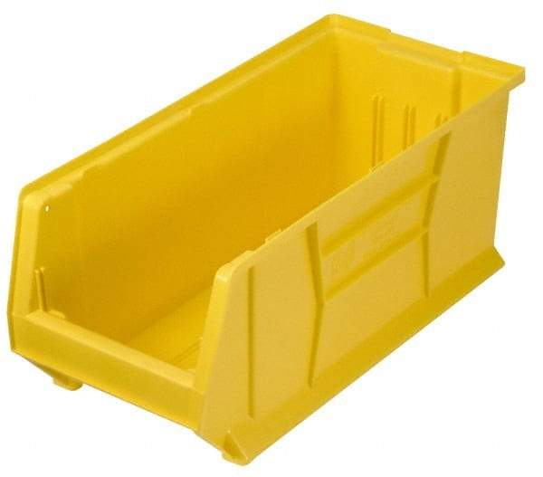 Quantum Storage - 100 Lb. Load Capacity, 23-7/8" Deep, Yellow Polypropylene Hopper Stacking Bin - 9" High x 8-1/4" Wide x 23-7/8" Long - Benchmark Tooling