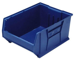 Quantum Storage - 100 Lb. Load Capacity, 23-7/8" Deep, Blue Polypropylene Hopper Stacking Bin - 11" High x 16-1/2" Wide x 23-7/8" Long - Benchmark Tooling