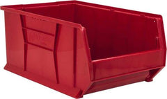 Quantum Storage - 100 Lb. Load Capacity, 23-7/8" Deep, Red Polypropylene Hopper Stacking Bin - 11" High x 16-1/2" Wide x 23-7/8" Long - Benchmark Tooling