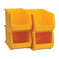 Quantum Storage - 75 Lb. Load Capacity, 18" Deep, Yellow Polypropylene Hopper Stacking Bin - 10" High x 11" Wide x 18" Long - Benchmark Tooling