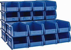 Quantum Storage - 10 Lb. Load Capacity, 7-3/8" Deep, Blue Polypropylene Hopper Stacking Bin - 3" High x 4-1/8" Wide x 7-3/8" Long - Benchmark Tooling