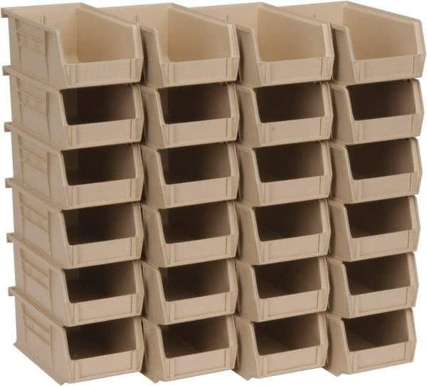 Quantum Storage - 10 Lb. Load Capacity, 7-3/8" Deep, Ivory Polypropylene Hopper Stacking Bin - 3" High x 4-1/8" Wide x 7-3/8" Long - Benchmark Tooling