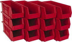 Quantum Storage - 30 Lb. Load Capacity, 10-7/8" Deep, Red Polypropylene Hopper Stacking Bin - 4" High x 4-1/8" Wide x 10-7/8" Long - Benchmark Tooling