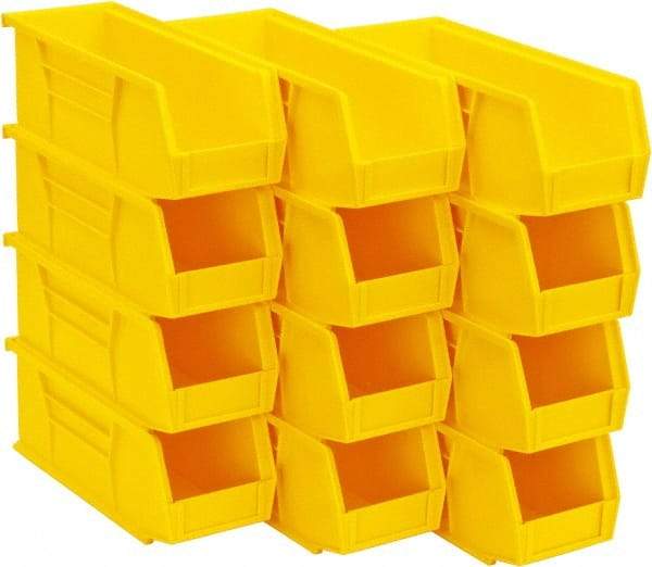 Quantum Storage - 30 Lb. Load Capacity, 10-7/8" Deep, Yellow Polypropylene Hopper Stacking Bin - 4" High x 4-1/8" Wide x 10-7/8" Long - Benchmark Tooling