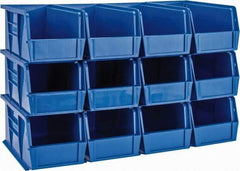 Quantum Storage - 30 Lb. Load Capacity, 10-7/8" Deep, Blue Polypropylene Hopper Stacking Bin - 5" High x 5-1/2" Wide x 10-7/8" Long - Benchmark Tooling