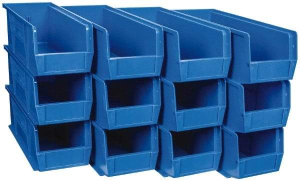 Quantum Storage - 50 Lb. Load Capacity, 14-3/4" Deep, Blue Polypropylene Hopper Stacking Bin - 5" High x 5-1/2" Wide x 14-3/4" Long - Benchmark Tooling