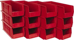 Quantum Storage - 50 Lb. Load Capacity, 14-3/4" Deep, Red Polypropylene Hopper Stacking Bin - 5" High x 5-1/2" Wide x 14-3/4" Long - Benchmark Tooling