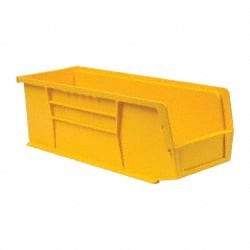 Quantum Storage - 50 Lb. Load Capacity, 14-3/4" Deep, Yellow Polypropylene Hopper Stacking Bin - 5" High x 5-1/2" Wide x 14-3/4" Long - Benchmark Tooling