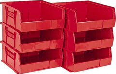 Quantum Storage - 50 Lb. Load Capacity, 10-7/8" Deep, Red Polypropylene Hopper Stacking Bin - 5" High x 11" Wide x 10-7/8" Long - Benchmark Tooling