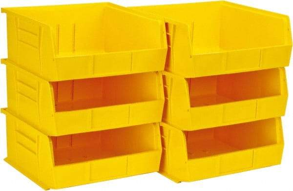 Quantum Storage - 50 Lb. Load Capacity, 10-7/8" Deep, Yellow Polypropylene Hopper Stacking Bin - 5" High x 11" Wide x 10-7/8" Long - Benchmark Tooling