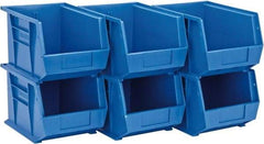 Quantum Storage - 50 Lb. Load Capacity, 10-3/4" Deep, Blue Polypropylene Hopper Stacking Bin - 7" High x 8-1/4" Wide x 10-3/4" Long - Benchmark Tooling