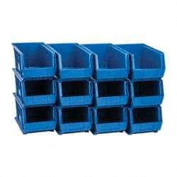 Quantum Storage - 60 Lb. Load Capacity, 14-3/4" Deep, Blue Polypropylene Hopper Stacking Bin - 7" High x 8-1/4" Wide x 14-3/4" Long - Benchmark Tooling