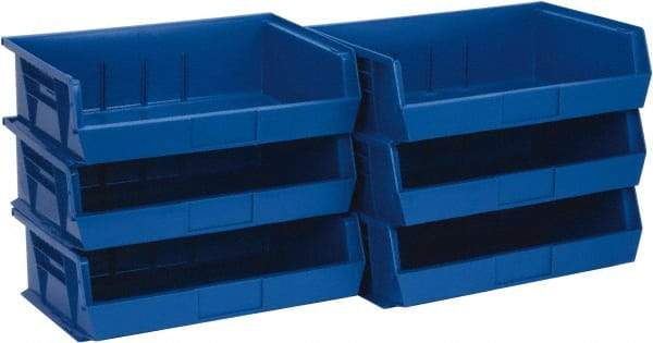 Quantum Storage - 60 Lb. Load Capacity, 10-7/8" Deep, Blue Polypropylene Hopper Stacking Bin - 5" High x 16-1/2" Wide x 10-7/8" Long - Benchmark Tooling