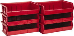 Quantum Storage - 60 Lb. Load Capacity, 10-7/8" Deep, Red Polypropylene Hopper Stacking Bin - 5" High x 16-1/2" Wide x 10-7/8" Long - Benchmark Tooling