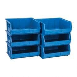 Quantum Storage - 75 Lb. Load Capacity, 14-3/4" Deep, Blue Polypropylene Hopper Stacking Bin - 7" High x 16-1/2" Wide x 14-3/4" Long - Benchmark Tooling