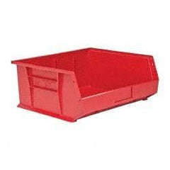 Quantum Storage - 75 Lb. Load Capacity, 14-3/4" Deep, Red Polypropylene Hopper Stacking Bin - 7" High x 16-1/2" Wide x 14-3/4" Long - Benchmark Tooling