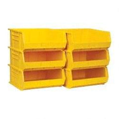 Quantum Storage - 75 Lb. Load Capacity, 14-3/4" Deep, Yellow Polypropylene Hopper Stacking Bin - 7" High x 16-1/2" Wide x 14-3/4" Long - Benchmark Tooling