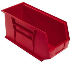 Quantum Storage - 60 Lb. Load Capacity, 18" Deep, Red Polypropylene Hopper Stacking Bin - 9" High x 8-1/4" Wide x 18" Long - Benchmark Tooling