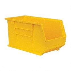 Quantum Storage - 60 Lb. Load Capacity, 18" Deep, Yellow Polypropylene Hopper Stacking Bin - 9" High x 8-1/4" Wide x 18" Long - Benchmark Tooling